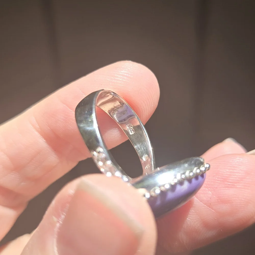 Charoite 14k & topaz GORGEOUS sterling ring sz7.5 - Picture 9 of 10